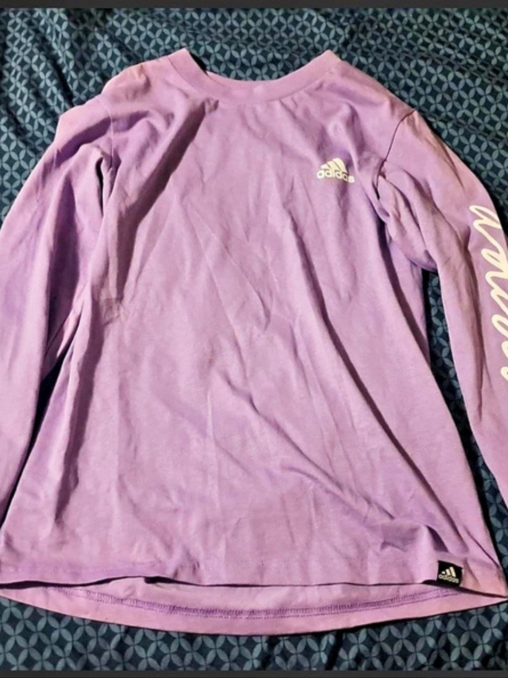 adidas Long Sleeve Script Tee Purple XS